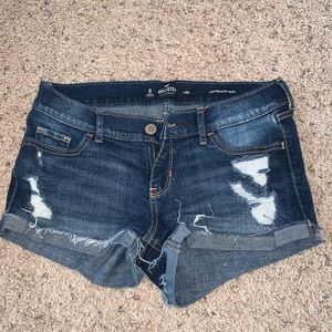low rise blue holister jean shorts
